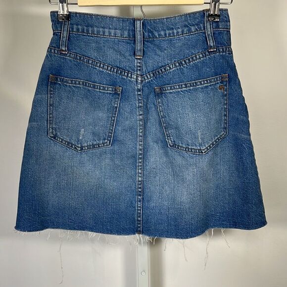 MADEWELL Women’s Rigid Denim A-Line Cutout Mini Skirt Blue Size 25 - Picture 11 of 14